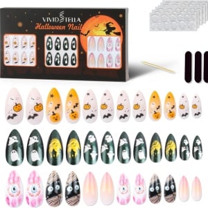 Set de 72 unghii pentru Halloween Vivid Stella, plastic, multicolor