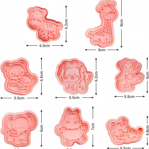 Set de 8 forme pentru biscuiti Yisscen, tematica animale, plastic, roz, 5-7 cm - Img 7