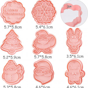 Set de 8 forme pentru prajituri de Craciun Miotlsy, plastic, roz, 4-6 cm - Img 7