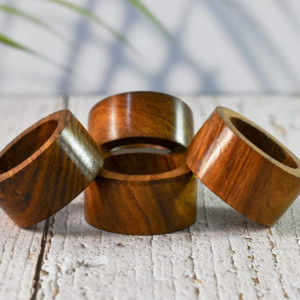 Set de 8 inele decorative pentru servetele Ajuny, lemn, maro, 3,8 cm - Img 4