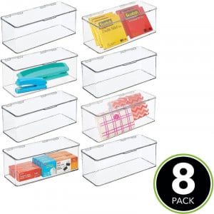 Set de 8 organizatoare mDesign, plastic, transparent, 14,6 x 34,0 x 12,7 cm