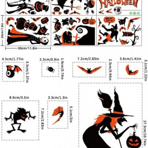 Set de 9 foi cu stickere pentru Halloween pentru ferestre Bravebull, multicolor, PVC, 20 x 30 cm - Img 6