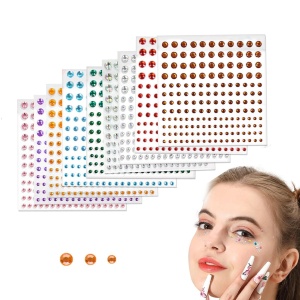 Set de 9 foi cu strasuri Helweet, plastic, multicolor, 3/4/6 mm