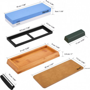 Set de ascutire pentru cutite WENDE Whetstone, piatra/lemn, multicolor, 21 x 9 cm - Img 2