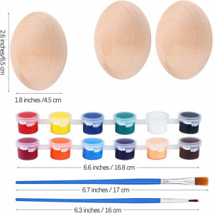 Set de creatie pentru Paste cu 2 oua si vopsele Auchoice, lemn/vopsea acrilica/plastic, multicolor, 6,5 x 4,5 cm