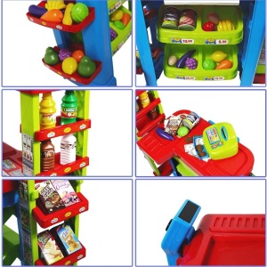 Set de Cumparaturi Tip Supermarket Rovo 85 pentru Copii, Jucarie Interactiva, Scanner, Casa de marcat, Cos de cumparaturi, Lumini, Sunete, Inaltime 80 cm - Img 5