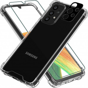 Set de husa cu folii de protectie ecran si camera pentru Samsung Galaxy A33 5G Gimane, policarbonat /TPU/sticla securizata, transparent, 6,4 inchi - Img 1