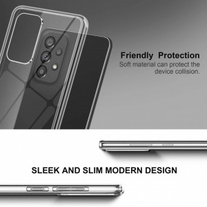 Set de husa si 3 folii de protectie pentru Samsung Galaxy A33 5G YNMEacc, silicon/sticla securizata, transparent - Img 3