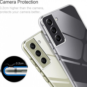 Set de husa si 3 folii de protectie pentru Samsung Galaxy S21 FE 5G YNMEacc, silicon/sticla securizata, transparent, 6,4 inchi - Img 8