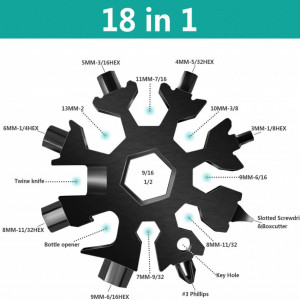 Set de instrument multifunctional pentru bricolaj 18 in 1 cu breloc TUIBEIDAMAI, otel inoxidabil, negru, 6 cm - Img 3