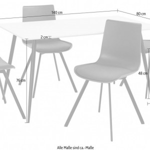 Set de living Dino 1 - Lucky, 4 scaune si o masa, gri/alb, 140 x 80 x 75 cm - Img 2