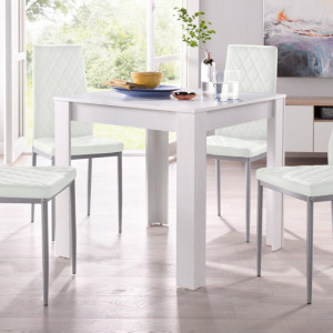 Set de living Lynn/Brooke 4 scaune si o masa, alb, 80 x 80 x 75 cm - Img 4