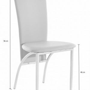 Set de living Norma/Nicole 4 scaune piele sintetica + 1 masa cu blat de sticla, alba, 120 x 80 x 76 cm - Img 2