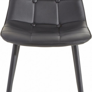 Set de living Sabine/Luna 4 scaune si o masa, lemn/metal/piele sintetica, negru/alb - Img 7