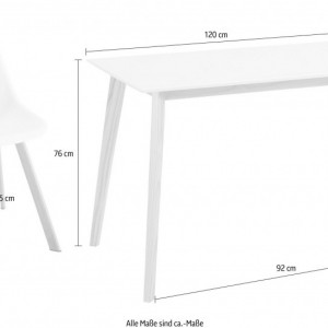 Set de living Veneto / Cody masa + 4 scaune, MDF/tesatura, alba, 120/70/76 cm - Img 2