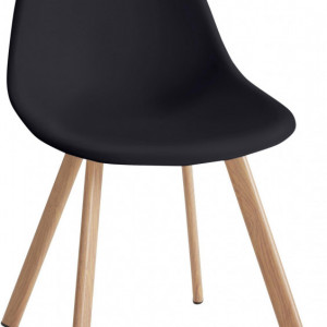 Set de living Veneto / Cody masa + 4 scaune, MDF/tesatura, negru, diamentru 105 cm - Img 4