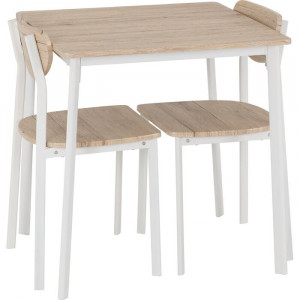 Set de masa cu 2 scaune Rosalie, lemn/ metal, maro deschis/ alb