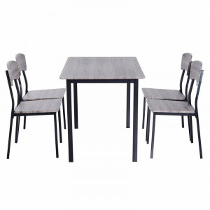 Set de masa si 4 scaune Prentis, negru / gri - Img 2