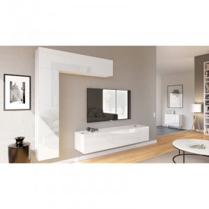 Set de mobilier pentru living Vladon, lemn, alb, 320 x 182 x 39 cm - Img 2