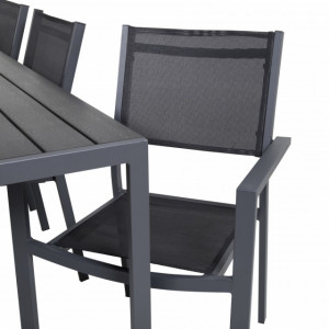 Set de o masa si 6 scaune de gradina Hiran, metal, negru/gri - Img 5
