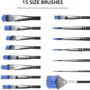 Set de pensule cu paleta si spatule pentru pictura Artkaler, negru, lemn/plastic/metal, 20 piese - Img 8