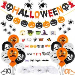 Set decoratiuni pentru Halloween THEXIU, plastic/latex, multicolor, 54 piese