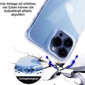 et husa cu snur si 2 folii de protectie pentru iPhone 13 Pro Gumo-Long, poliester/TPU/sticla, gri/transparent, 6,1 inchi