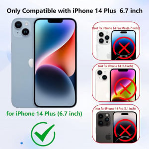 Set husa flip, 2 folii pentru camera si 2 folii pentru ecran compatibile cu iPhone 14 Plus, piele PU/sticla securizata, maro/transparent, 6,7 inchi