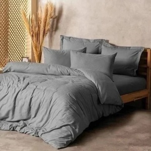 Set husa pilota + 2 fete de perna, bumbac ranforce 100%, 200x200 cm + 2x80x80 cm, gri - Verificat A · Re-Bloom