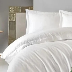 Set husa pilota + fata de perna, satin bumbac 100%, 135x200 cm + 80x80 cm, alb - Verificat A · Re-Bloom