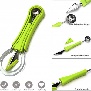 Set instrumente de sculptura in fructe Cisolen, plastic/otel inoxidabil, verde/argintiu, 21,2 x 7,5 cm/20,1 x5,4 cm/ 19,4 x 2,8 cm - Img 3