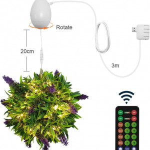 Set lampa decorativa rotativa cu 2 aranjamente florale Homealexa, LED, USB, telecomanda, 25 x 20 x 300 cm - Img 6
