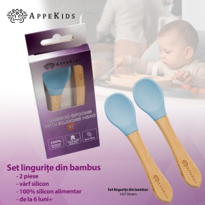 Set Lingurite din bambus, AppeKids - Aqua Blue - Img 2