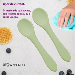 Set Lingurite din silicon, AppeKids - Raw Green - Img 3