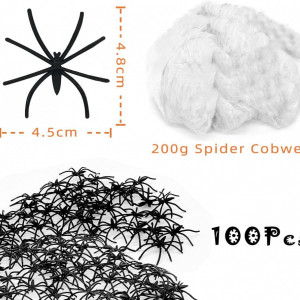 Set panza cu 100 paianjeni artificiali pentru Halloween PARSUP, bumbac/plastic, alb/negru, 4,5 x 4,8 cm / 200 g - Img 2