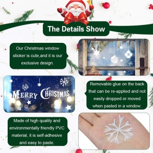 Set stickere de Craciun pentru fereastra Emageren, PVC, alb, 45 x 60 cm