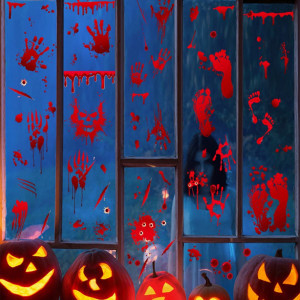 Set stickere pentru Halloween Diko, PVC, rosu, 9 piese - Img 5
