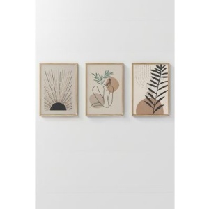 Set tablou decorativ Re-Bloom, 3 piese, lemn masiv/MDF, multicolor, 33 x 48 cm