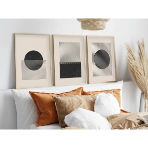 Set tablou decorativ Re-Bloom, 3 piese, lemn masiv/MDF, natur/negru, 50 x 70 cm - Img 3