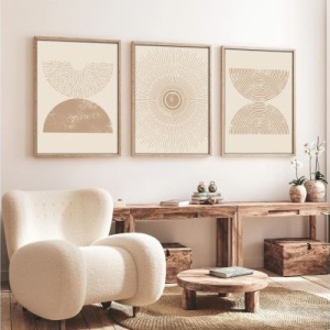 Set tablou decorativ Re-Bloom, 3 piese, MDF/lemn masiv, bej/natur, 50 x 70 cm - Img 2