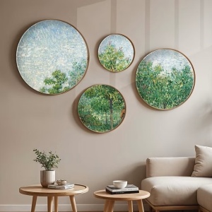 Set tablou decorativ Re-Bloom, 4 piese, lemn masiv, albastru/verde - Img 2