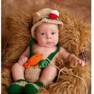 Set tricotat pentru sedinta foto bebelusi Ruiqas, fibre acrilice/bumbac, multicolor, 0-1 luna - Img 3