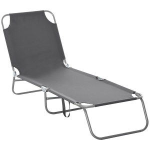 Sezlong gradina pliabil, cadru metal, tesatura Oxford, 180x55x24cm, Gri - Verificat A · Re-Bloom