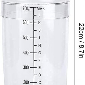 Shaker pentru cocktail Agatige, plastic, transparent, 22 x 5,5 cm, 700 ml - Img 3