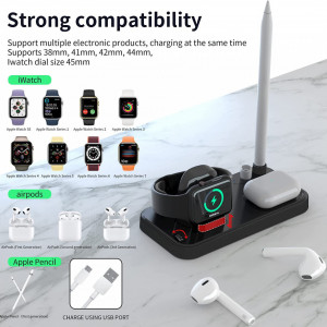 Statie de incarcare wireless 3-în-1 pentru Apple Watch Airpods Pencil AiteFeir, USB ,negru, 10 X 6,6 X 7,8 cm - Img 6