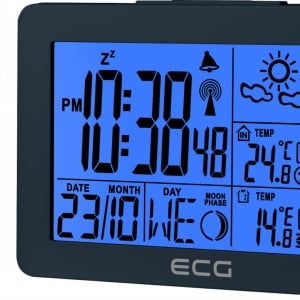 Statie meteo interior-exterior ECG MS 200 Grey, senzor extern fara fir, LCD, ceas, alarma - Img 1