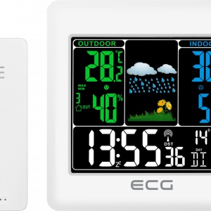 Statie meteo interior-exterior ECG MS 300 White, senzor extern fara fir, LCD color, ceas, alarma - RESIGILAT - Img 4
