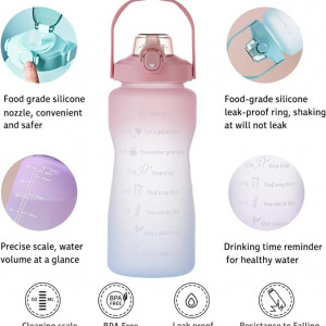 Sticla de apa cu Husa Winwild, plastic, albastru/roz, 2L
