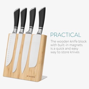 Suport cutite Navaris, magnetic, din lemn, 23x22.5 cm, Resigilat, Grad A - Img 3