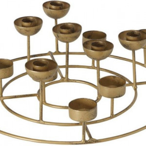 Suport decorativ pentru lumanari Julius BOLTZE, metal, auriu, 38 x 10 cm 